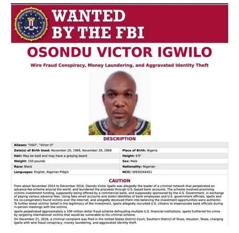 Osondu Victor Igwilo: FBI successfully extradites Nigerian fraud suspect, Ezeego